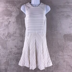 Rag & Bone Basha Flare Dress Womens Size 6‎ White Textured Sleeveless Chic